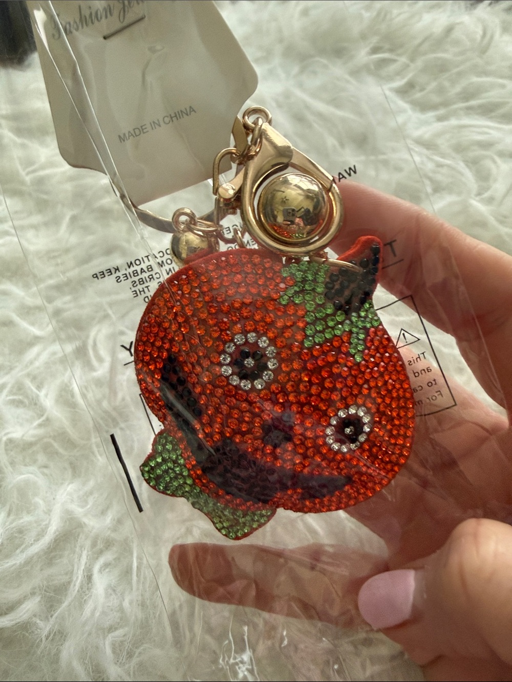 Crystal Pumpkin Keychain Charm - Orange